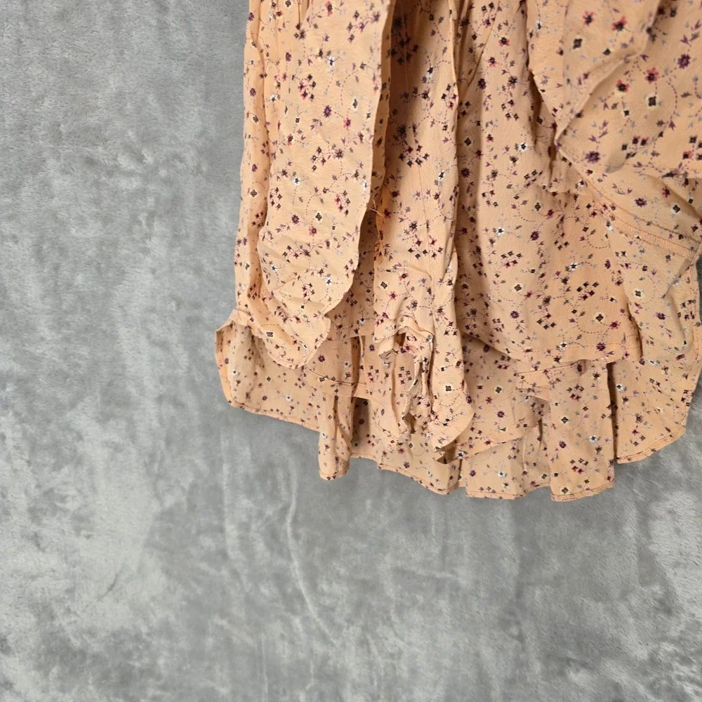 Blue Life Romper Womens S Peach Floral Smocked Strapless Boho Cottage Dainty - Picture 14 of 14